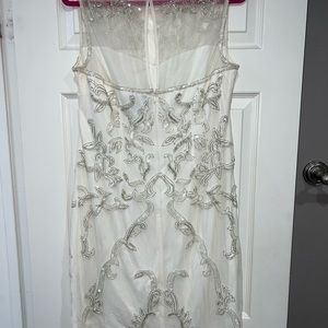 ADRIANNA PAPELL Womens White Bead and sequin Sleeveless Knee Length Dress 12.